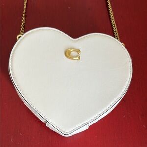 Coach White and Gold Heart Crossbody Bag